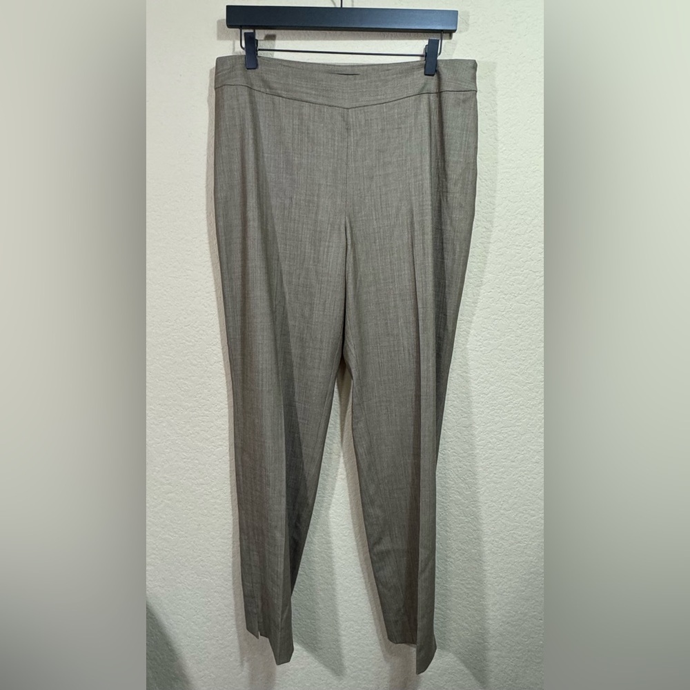 St. John Women's Desert Brown Wool Blend Emma Trouser Pants Size 12 Stretch FLAW